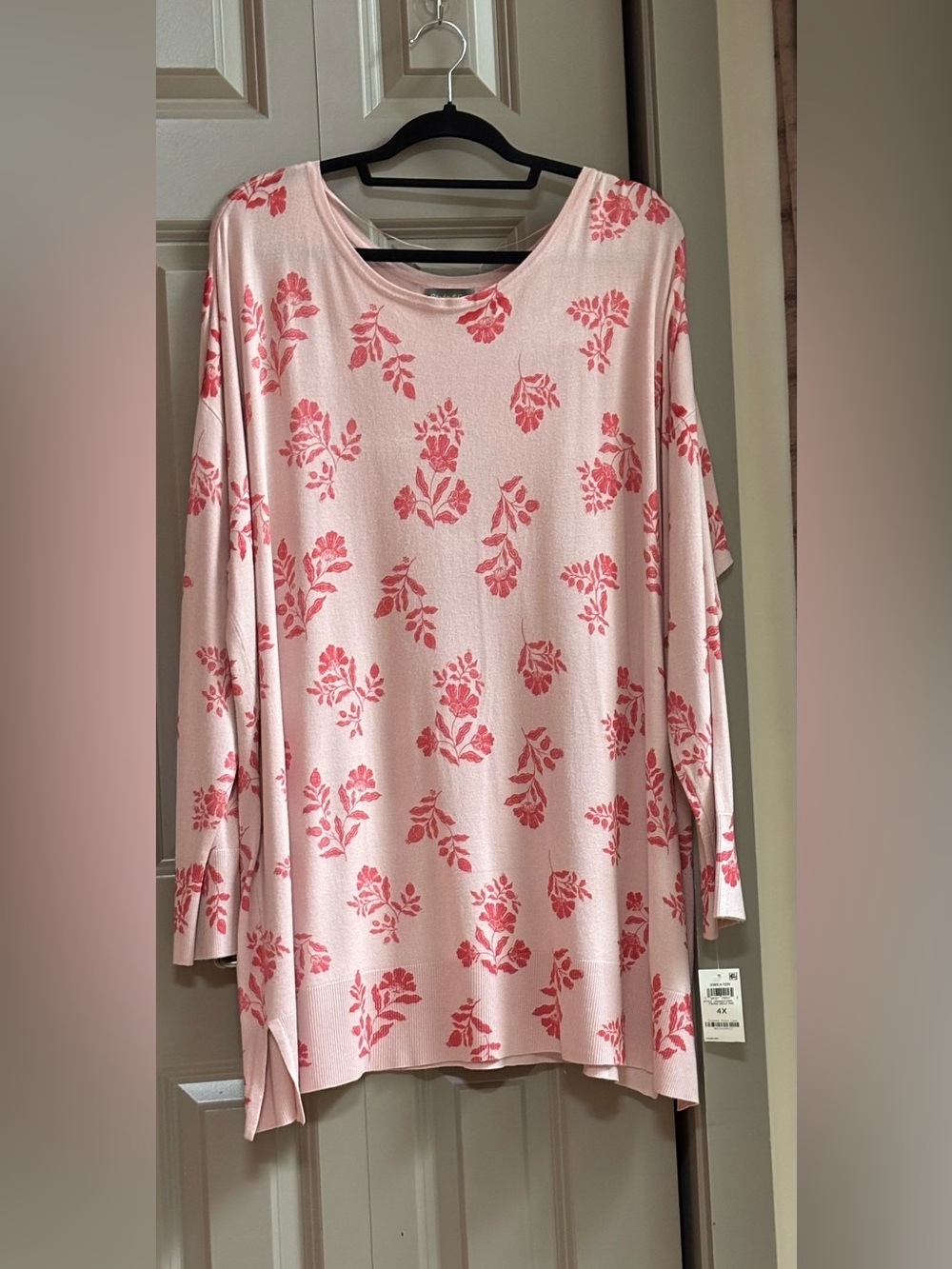 Style & Co. Pink Floral Long Sleeve Tunic Top